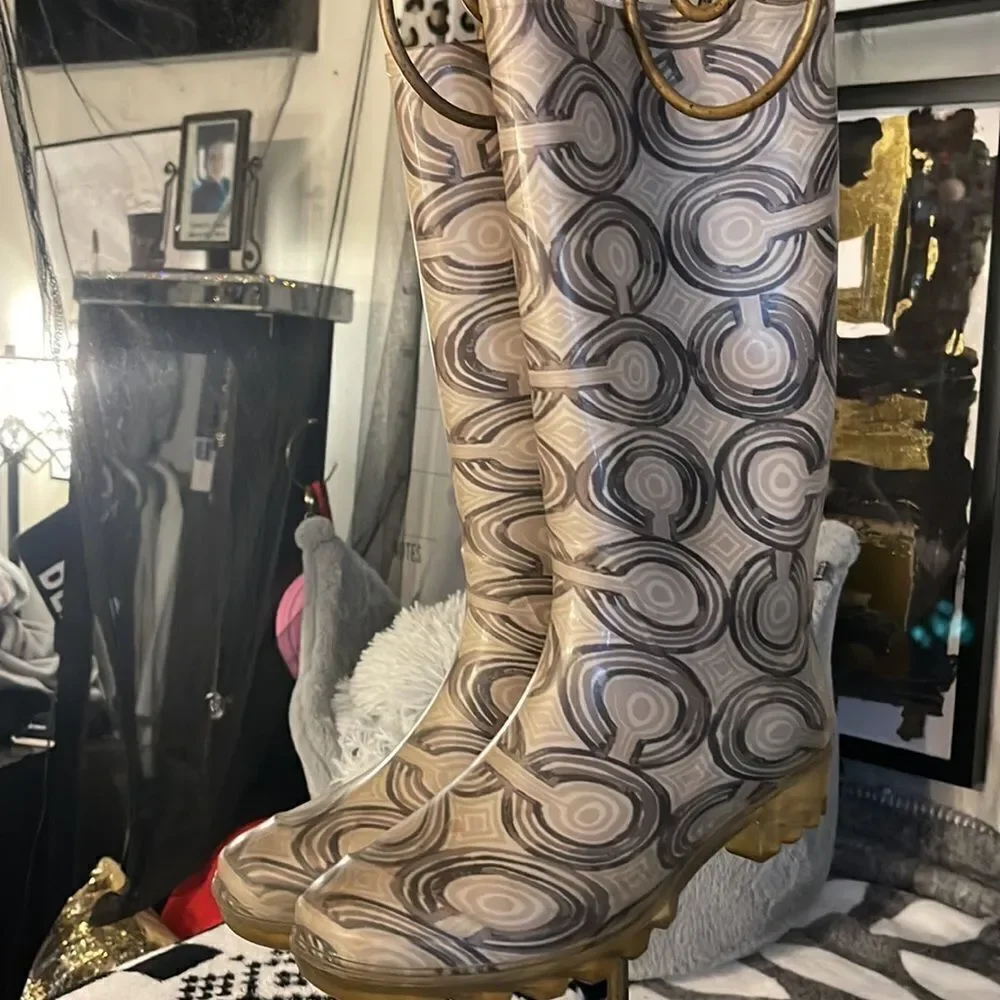 EUC /vintage COACH POPPY rubber logo cc RAINBOOTS y2k